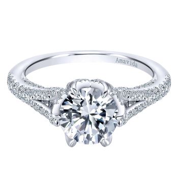0.64 ct - Diamond Engagement Ring Set in 18k White Gold - Split Shank /ER11645R6W83JJ-IGCD