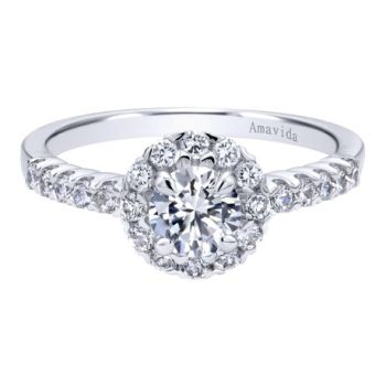 Gabriel & Co 18K White Gold 0.40 ct Diamond Halo Engagement Ring Setting ER9883W83JJ