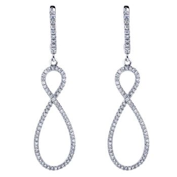 Diamond Drop Earrings with a Swirl Design set in 14kt White Gold 0.52ct EG11207W45JJ