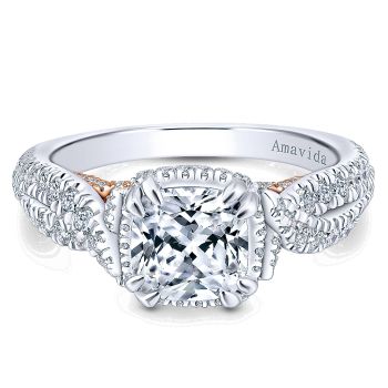 0.96 ct - Diamond Engagement Ring Set in 18k Two Tone Diamond Halo /ER12904C6T83JJ-IGCD