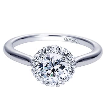 0.22 ct Diamond Engagement Ring - Set in 14k White Gold Diamond Halo /ER8277W44JJ-IGCD