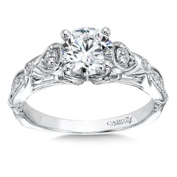 Inspired Vintage Collection Engagement Ring With Diamond Side Stones in 14K White Gold with Platinum Head (0.18ct. tw.) /CR364W