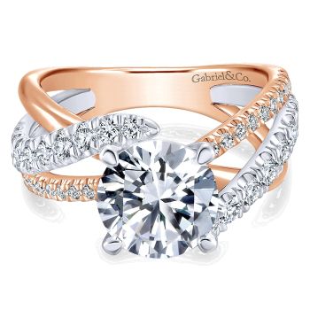 0.79 ct - Diamond Engagement Ring Set in 14k White or Rose Gold Free Form /ER12337R6T44JJ-IGCD