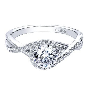 0.14 ct - Diamond Engagement Ring Set in 14k White Gold Criss Cross /ER9503W44JJ-IGCD