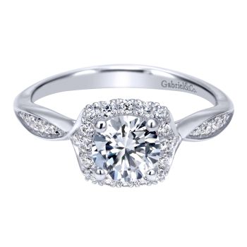 14K White Gold 0.23 ct Diamond Halo Engagement Ring Setting ER11713R3W44JJ