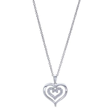 925 Silver Diamond Heart Necklace NK4082SV5JJ