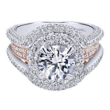 18K Two Tone 1.95 ct Diamond Halo Engagement Ring Setting ER11995R6T83JJ