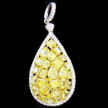 GIA Certified Fancy Color Diamond Pendant set in 18kt White and Yellow Gold /SEP14999Y