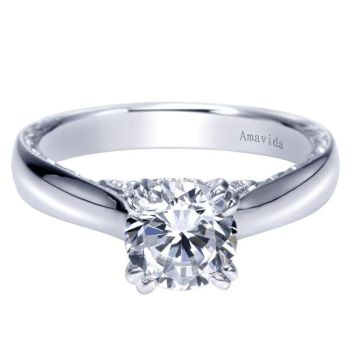 Gabriel & Co 18K White Gold 0.10 ct Diamond Solitaire Engagement Ring Setting ER9130W83JJ