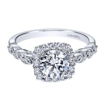 14K White Gold 0.46 ct Diamond Criss Cross Engagement Ring