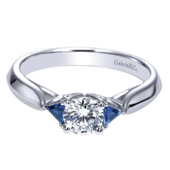 0.50 ct Pre-Set Engagement Ring
 14k White Gold Diamond And Sapphire 3 Stones /ER98685W44SA.CSD4-IGCD