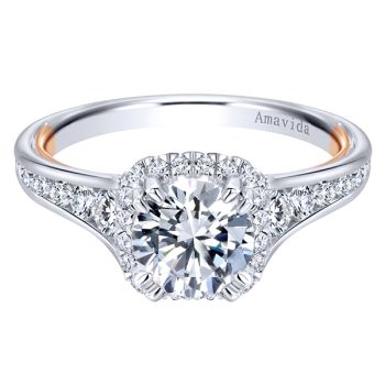 Gabriel & Co 18k White/Pink 0.52 ct Diamond Halo Engagement Ring Setting ER11344R4T83JJ