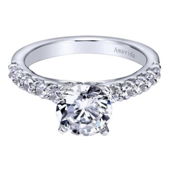 18K White Gold 0.51 ct Diamond Straight Engagement Ring Setting ER6209W83JJ