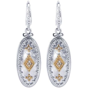 0.06 ct - Earrings
 925 Silver/18k Yellow Gold Diamond Drop /EG11081MY5JJ-IGCD