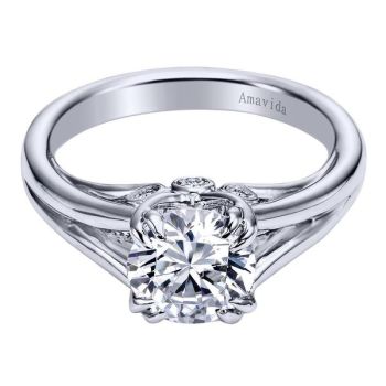 18K White Gold 0.09 ct Diamond Split Shank Engagement Ring Setting ER6257W83JJ