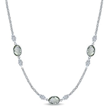 56.57 ct - Necklace
 925 Silver Green Amethyst Diamond By The Yard /NK4305ETSVJGA-IGCD