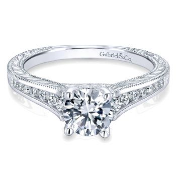 0.28 ct - Diamond Engagement Ring Set in 14k White Gold Straight Setting /ER12306R3W44JJ-IGCD