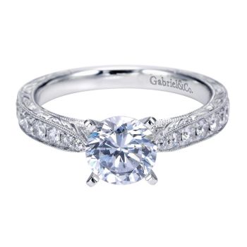 14K White Gold 0.45 ct Diamond Straight Engagement Ring Setting ER7529W44JJ