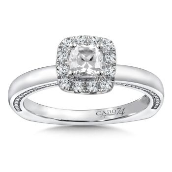 Diamond Halo Engagement Ring Mounting in 14K White Gold with Platinum Head (.18 ct. tw.) /CR771W