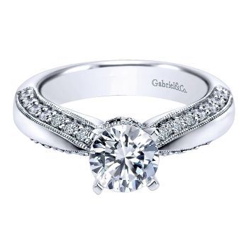 0.50 ct - Diamond Engagement Ring Set in 14k White Gold Straight Setting /ER5528W44JJ-IGCD