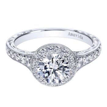 Gabriel & Co Platinum 0.52 ct Diamond Halo Engagement Ring Setting ER6504PT3JJ
