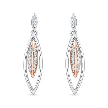 0.35ct Hanging Diamond Earrings G-H SI 10KT White/Pink  Gold