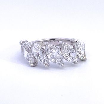 2.50Ct 14Kt Gold Lab Grown Diamond 5-Stone Marquise Ring