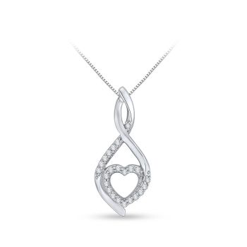 0.12ct Diamond Pendant With Heart Shape Center Inside,G-H SI In 10KT White Gold