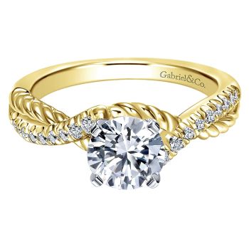 0.17 ct - Diamond Engagement Ring Set in 14k Yellow/white Criss Cross /ER10298M44JJ-IGCD