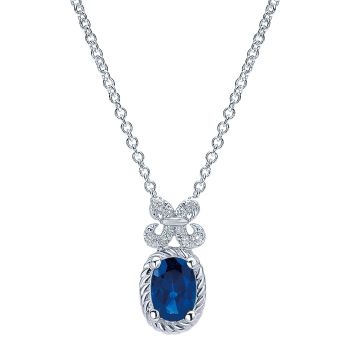 0.04 ct - Necklace
 14k White Gold Diamond And Sapphire Fashion /NK4447W45SB-IGCD