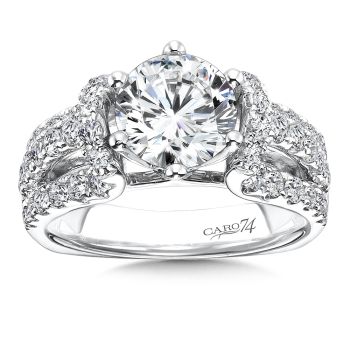 Six-Prong Engagement Ring With Diamond Side Stones in 14K White Gold with Platinum Head (1.22ct. tw.) /CR508W