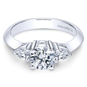 0.27 ct - 3 Stone Diamond Engagement Ring Set in 14K White Gold /ER3819W44JJ-IGCD