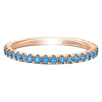0.98 - Ladies' Ring
 14k Pink Gold Swiss Blue Topaz Stackable /LR50889K4JBT-IGCD