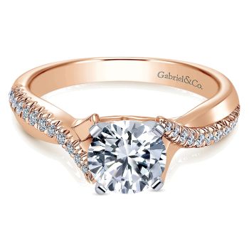 0.19 ct - Diamond Engagement Ring Set in 14k White/Pink Gold Criss Cross /ER10951T44JJ-IGCD
