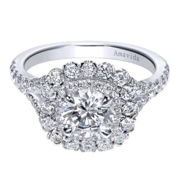 Gabriel & Co 18K White Gold 0.79 ct Diamond Halo Engagement Ring Setting ER7920W83JJ