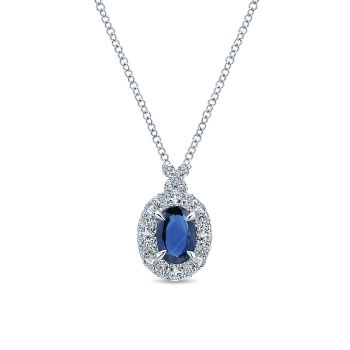 0.42 ct - Necklace
 14k White Gold Diamond And Sapphire Fashion /NK4466W45SB-IGCD