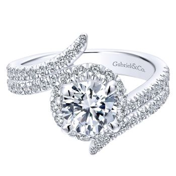 0.81 ct Diamond Engagement Ring - Set in 14k White Gold Diamond Halo /ER12760R4W44JJ-IGCD