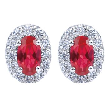 14k White Gold Diamond and Ruby Stud Earrings 0.18 ct EG11600W45RA