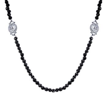 925 Silver Black Spinel Diamond By The Yard Necklace NK3492SVJBS