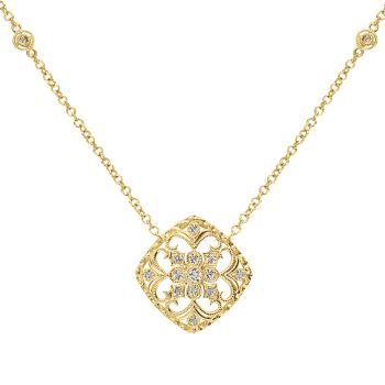  Yellow Plated White Sapphire Fashion Necklace set in 925 Silver NK4547SYJWS