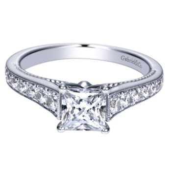 14K White Gold 0.47 ct Diamond Straight Engagement Ring