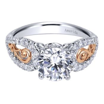 Gabriel & Co 18k White/Pink 0.45 ct Diamond Split Shank Engagement Ring Setting ER11808R4T83JJ