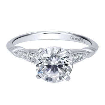 0.09 ct - Diamond Engagement Ring Set in 14k White Gold Straight Setting /ER11826R4W44JJ-IGCD