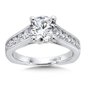 Engagement Ring With Side Stones in 14K White Gold with Platinum Head (0.71ct. tw.) /CR550W