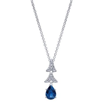 0.15 ct Round Cut Diamond and Sapphire Fashion Necklace set in 14KT White Gold NK4395W45SA