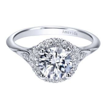 18K White Gold 0.15 ct Diamond Halo Engagement Ring Setting ER11921R4W83JJ