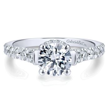 0.55 ct - Diamond Engagement Ring Set in 14k White Gold Straight Setting /ER12679R4W44JJ-IGCD