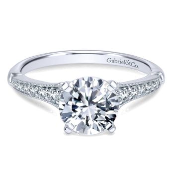 0.20 ct - Diamond Engagement Ring Set in 14k White Gold Straight Setting /ER11746R4W44JJ-IGCD