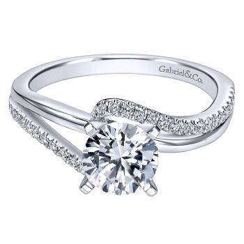 0.2 ct - Diamond Engagement Ring Set in 14K White Gold Diamond Bypass /ER6974W44JJ-IGCD