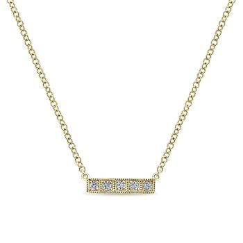 0.06 ct - Necklace
 14k Yellow Gold Diamond Bar /NK5421Y45JJ-IGCD